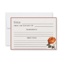 Elegante Roos Recept Kaart-afdrukbare Bloemen