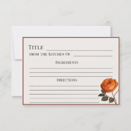 Elegante  Roos Recept Kaart-afdrukbare Bloemen