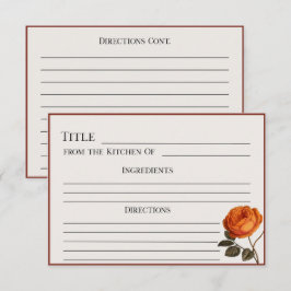 Elegante Roos Recept Kaart-afdrukbare Bloemen