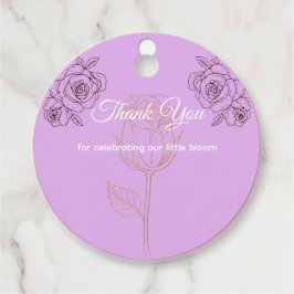 Elegante roos schets baby shower favor tag bedankjes labels