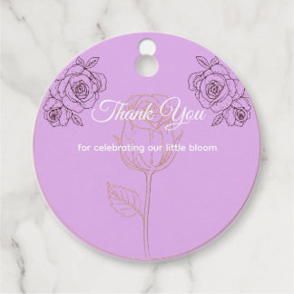 Elegante roos schets baby shower favor tag bedankjes labels