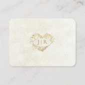 Elegante Roos Scroll & Hart Monogram - Crème Plaatskaartje (Achterkant)