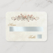 Elegante Roos Scroll & Hart Monogram - Crème Plaatskaartje (Voorkant)