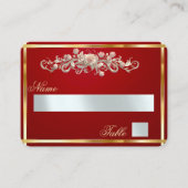 Elegante Roos Scroll & Hart Monogram - Rood Plaatskaartje (Voorkant)