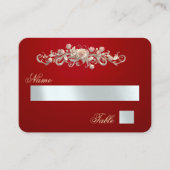 Elegante Roos Scroll & Hart Monogram - Rood Plaatskaartje (Voorkant)
