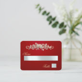 Elegante Roos Scroll & Hart Monogram - Rood Plaatskaartje (Staand voorkant)