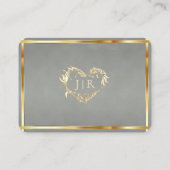 Elegante Roos Scroll & Hart Monogram - Salie Plaatskaartje (Achterkant)
