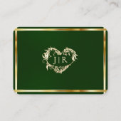 Elegante Roos Scroll & Hart Monogram - Smaragd Plaatskaartje (Achterkant)