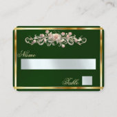 Elegante Roos Scroll & Hart Monogram - Smaragd Plaatskaartje (Voorkant)
