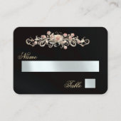 Elegante Roos Scroll & Hart Monogram - Zwart Plaatskaartje (Voorkant)