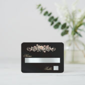 Elegante Roos Scroll & Hart Monogram - Zwart Plaatskaartje (Staand voorkant)