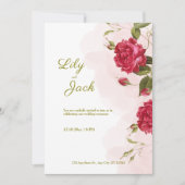 Elegante Roos-thema bruiloft Kaart (Voorkant)