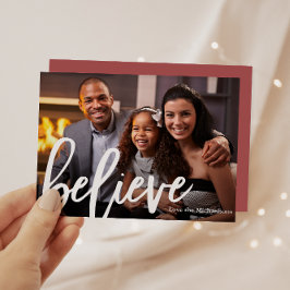 Elegante Roos Typografie Geloof Foto Kerstmis Feestdagenkaart