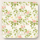 Elegante Roos Vine Flourish Beverage Coaster Bier Onderzetter (Voorkant)