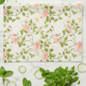 Elegante Roos Vine Flourish keukenhanddoek (Gevouwen)