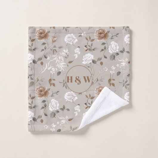 Elegante Roos & Vine Patroon Handdoek (Wasdoekje)