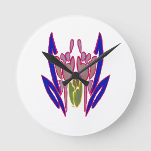 Elegante Roos Watercolor Kunstprint Ronde Klok