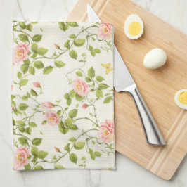 Elegante Roos Wijnstok Bloeiende Keukendoek Theedoek