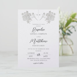 Elegante Roos Witte & Zwarte Trouwdag Kaart