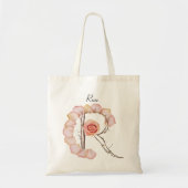 Elegante Roosbloemblad Letter R Monogram Eigenaam Tote Bag (Voorkant)