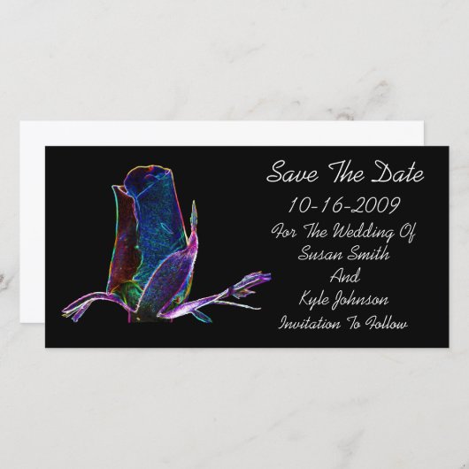 Elegante Roosknop Bloemen Bruiloft "Save The Date" Save The Date (Voorkant / Achterkant)