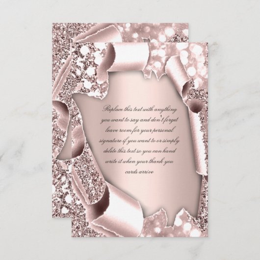 Elegante Rose 3D Glitter Effect Frame Beginletters Kaart (Voorkant / Achterkant)