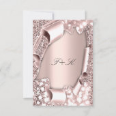 Elegante Rose 3D Glitter Effect Frame Initialen Kaart (Achterkant)