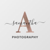 Elegante Rose Goud A Monogram Logo Handtekening Raamsticker (Vel)