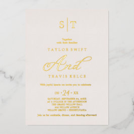 Elegante Rose Goud Folie | Blush Monogram Huwelijk Uitnodiging