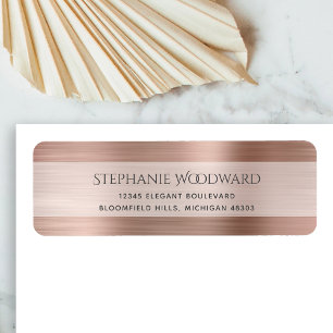 Elegante Rose Goud Geborsteld Metallic Retouradres Etiket
