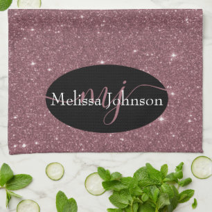 Elegante Rose Goud lettering op Zwart    Keuken Na Theedoek