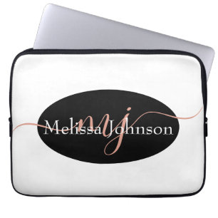 Elegante Rose Goud lettering op Zwart    Laptop Sleeve