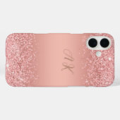 Elegante Rose Goud Luxe Glans Monogram Case-Mate iPhone Case (Achterkant (horizontaal))