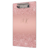 Elegante Rose Goud Luxe Glans Monogram Klembord (Links)