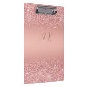 Elegante Rose Goud Luxe Glans Monogram Klembord (Rechts)