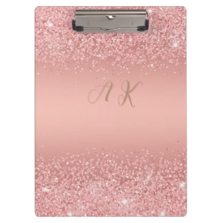 Elegante Rose Goud Luxe Glans Monogram Klembord