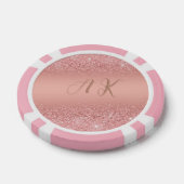 Elegante Rose Goud Luxe Glans Monogram Poker Chips (Enkel)