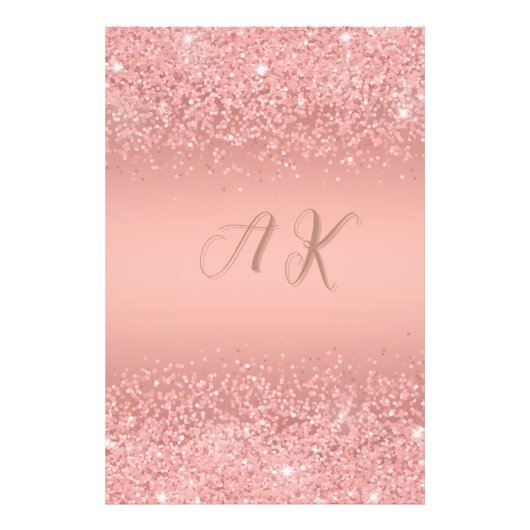 Elegante Rose Goud Luxe Schittering Monogram Foto Afdruk (Voorkant)