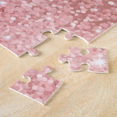 Elegante Rose Goud Luxe Schittering Monogram Legpuzzel (Zijkant)