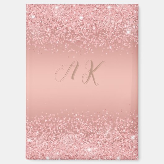 Elegante Rose Goud Luxe Schittering Monogram Magneet (Voorkant)