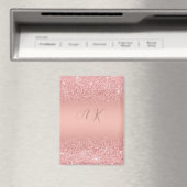 Elegante Rose Goud Luxe Schittering Monogram Magneet (Insitu (Vaatwasser))