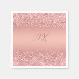 Elegante Rose Goud Luxe Schittering Monogram Servet