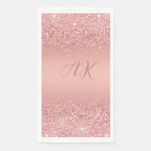 Elegante Rose Goud Luxe Schittering Monogram Servet