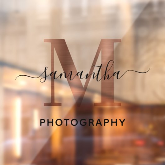 Elegante Rose Goud M Monogram Logo Handtekening Raamsticker (Vel 2)