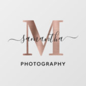 Elegante Rose Goud M Monogram Logo Handtekening Raamsticker (Vel)