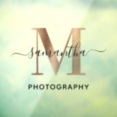 Elegante Rose Goud M Monogram Logo Handtekening Raamsticker (Vel 3)