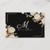 Elegante Rose Goud Zwarte Monogram Visitekaartje (Voorkant)