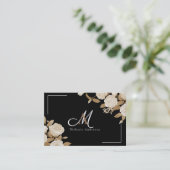 Elegante Rose Goud Zwarte Monogram Visitekaartje (Staand voorkant)