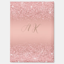 Elegante Rose Gouden Luxe Glans Monogram Magneet
