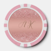 Elegante Rose Gouden Luxe Glans Monogram Poker Chips (Voorkant)